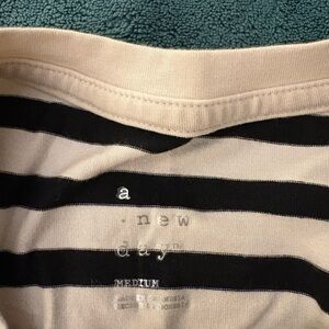 A New Day Black and Cream Striped Tee
